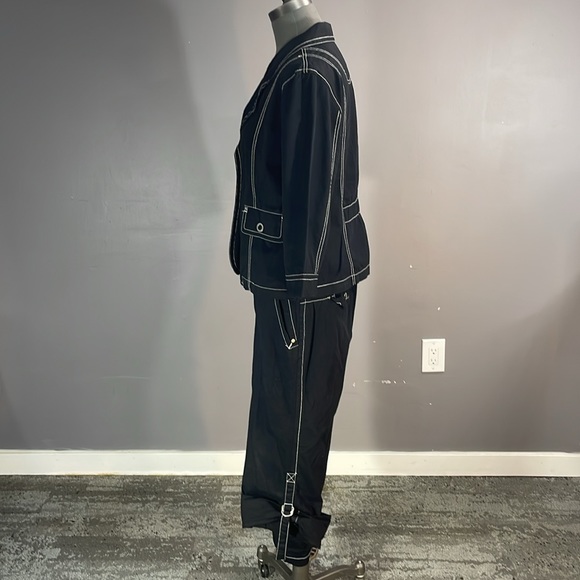 Cotton Ginny stylish black white stitching 2 piece suit.  13 P pants L blazer - Picture 3 of 17